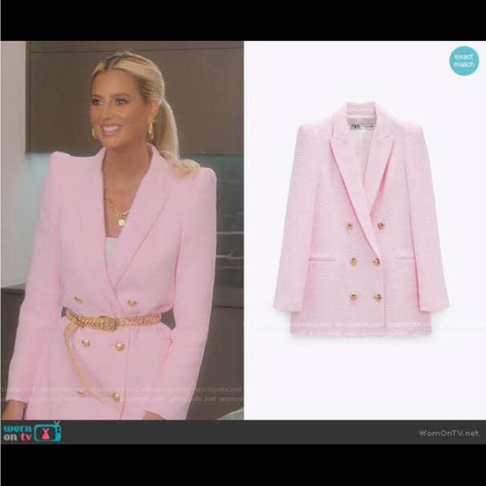 Zara Pink Tweed Blazer with Matching Shorts Set size Small BNWT